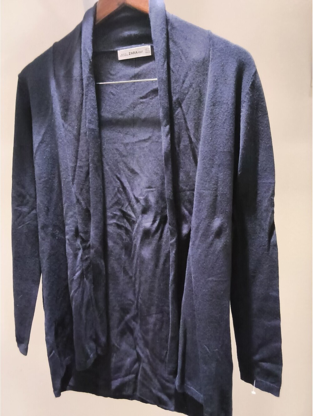 Zara Knit Women's Medium Navy Blue Lightweight Cardigan Sweater